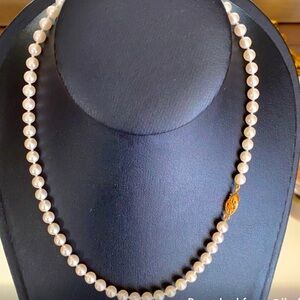 🎀Japanese Akoya pink champagne sea pearl necklace 14k solid gold claps